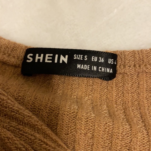 Light brown  long sleeve two piece set. Long sleeve pearl button up and tube top - Picture 4 of 4